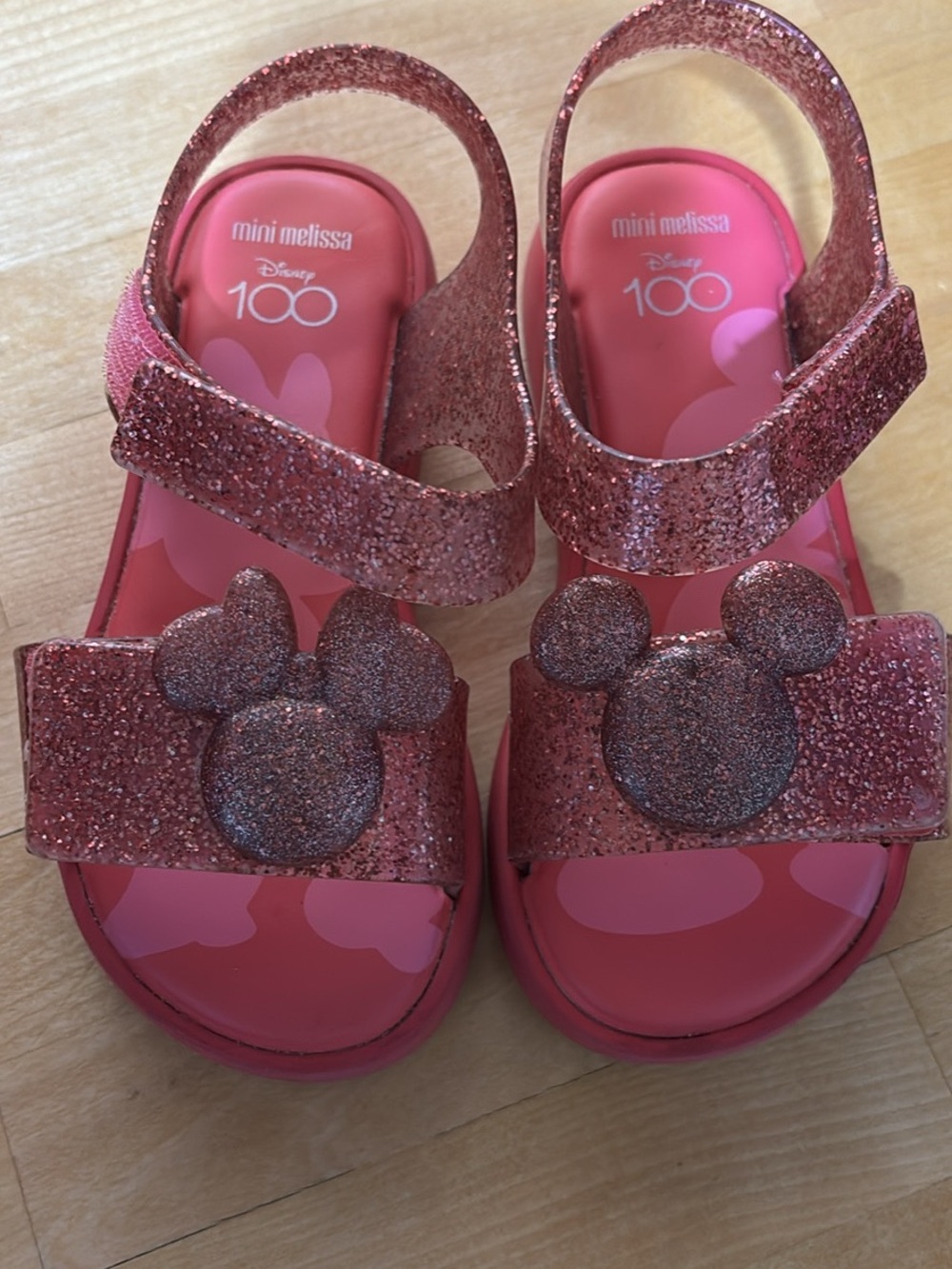 Mini Melissa Pink Glitter Mickey Sandals